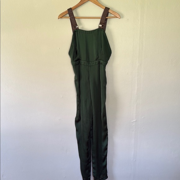 Nasty Gal Pants - Nasty Gal Green Jumpsuit with Wide Straps and Straight Leg 6